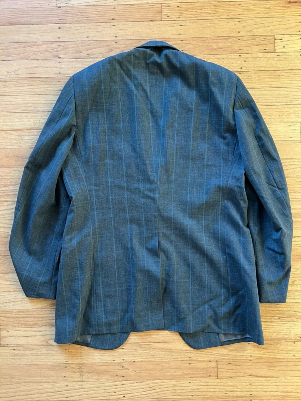 Hickey Freeman Plaid Windowpane Gray Suit Jacket Sport Coat Blazer Men’s 44